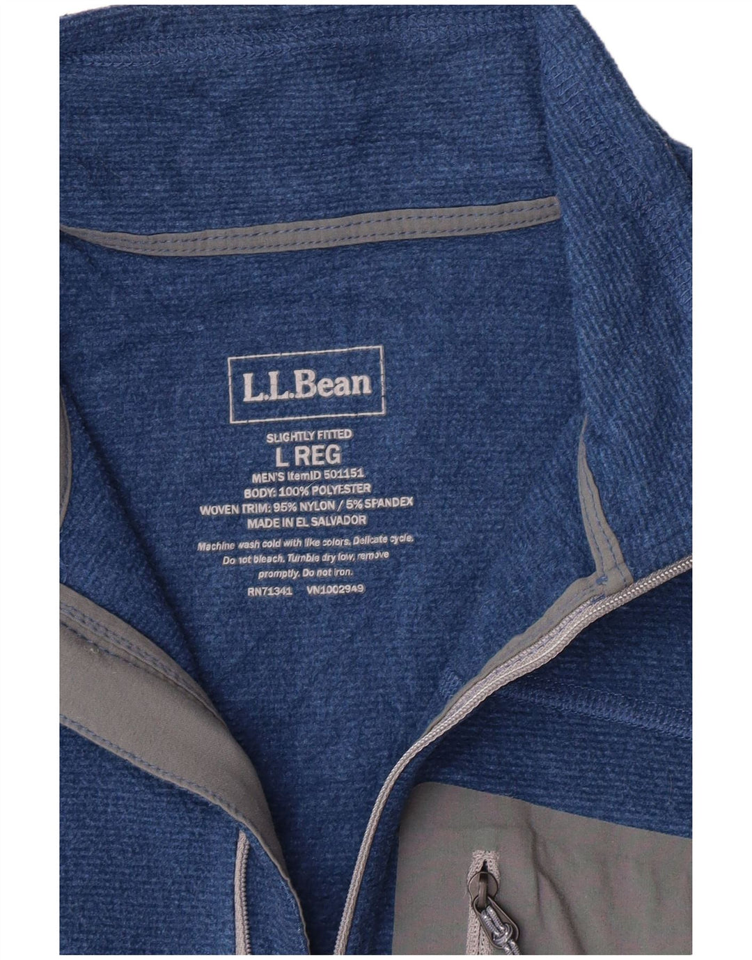 L.L.Bean Herren-Fleecepullover mit Reißverschluss am Hals, Größe L, Blau, Polyester