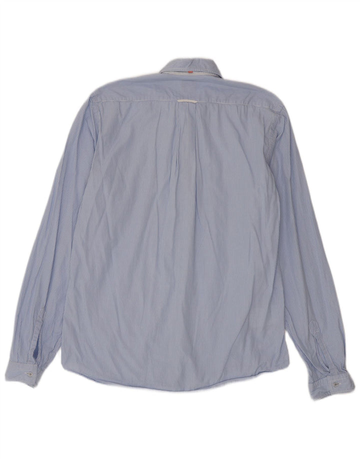 Hugo Boss Herrenhemd aus mittelblauer Nadelstreifen-Baumwolle