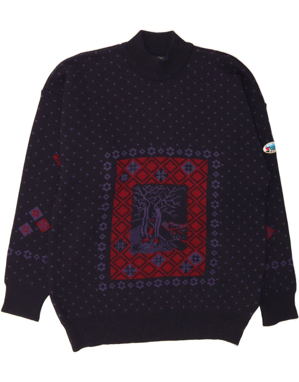 NORTH POLE Herren-Pullover mit Rollkragen, 2XL, Marineblau, Fair-Isle-Wolle