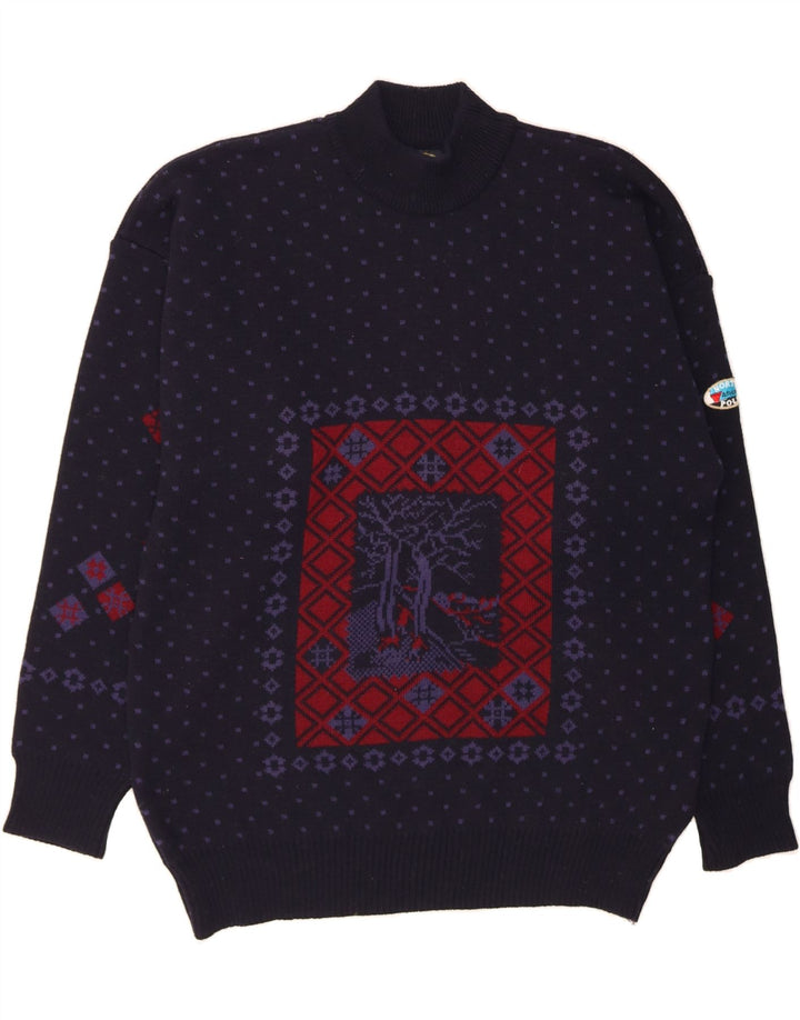 NORTH POLE Herren-Pullover mit Rollkragen, 2XL, Marineblau, Fair-Isle-Wolle
