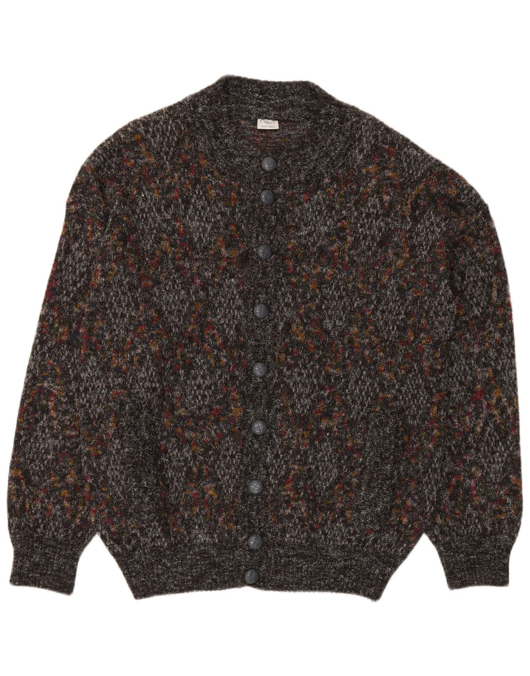Pimet Herren-Strickjacke, groß, grau gesprenkelte Wolle
