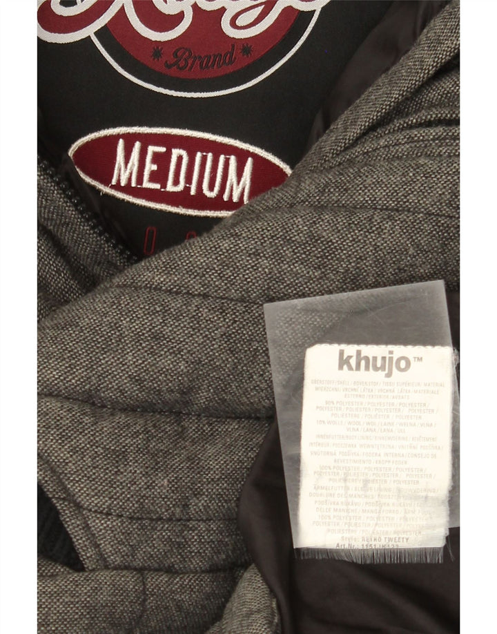 KHUJO Wattierte Damenjacke mit Kapuze, UK 14, mittelgraues Colourblock-Polyester