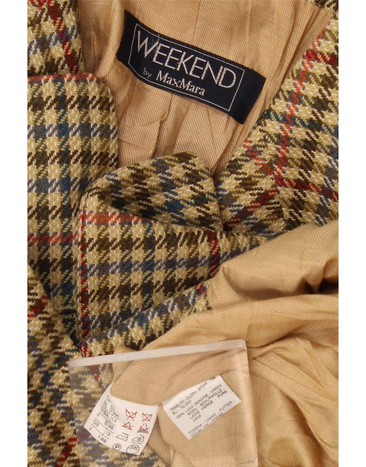 Max Mara Damen Weekend 2-Knopf-Blazerjacke UK 18 XL Grüner Hahnentritt