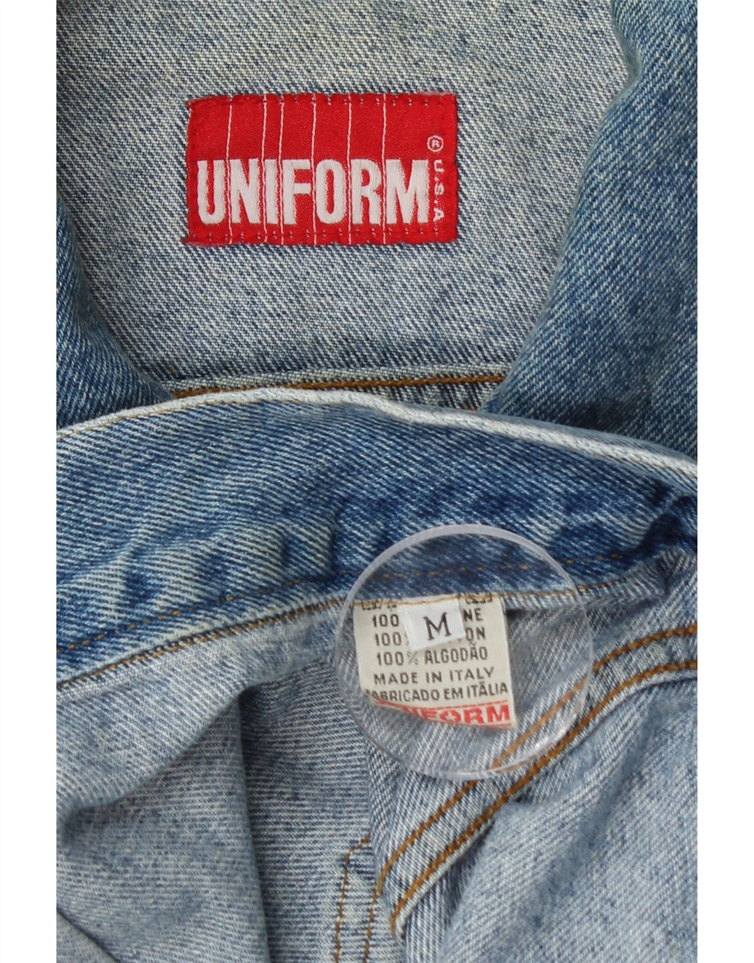 UNIFORM Womens Denim Jacket UK 14 Medium Blue Cotton