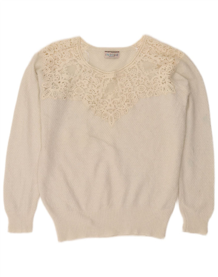 Marks & Spencer Damen Indigo-Pullover mit U-Boot-Ausschnitt, Gr. 12, Mittelweiß