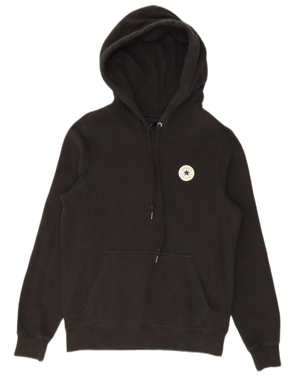Converse Damen Übergroßer Kapuzenpullover UK 6 XS Schwarze Baumwolle