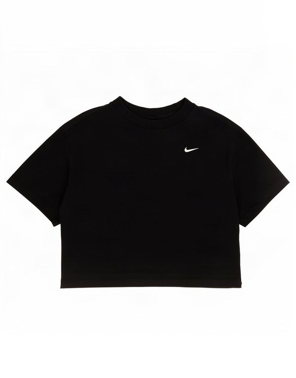 Nike Damen Crop Oversized T-Shirt Top UK 10 Small Schwarz Baumwolle