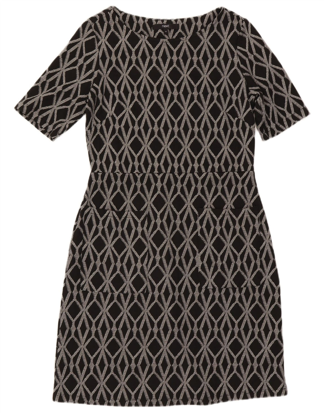 Next Damen Etuikleid UK 12 Mittelgraues geometrisches Polyester