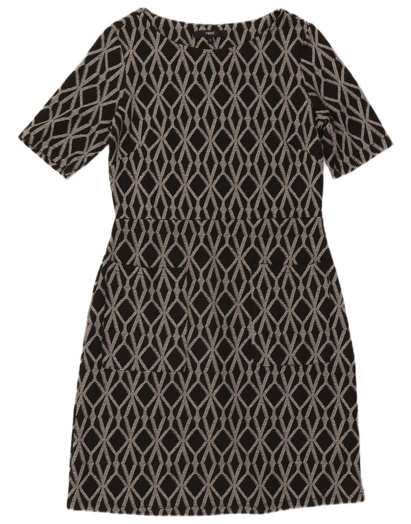 Next Damen Etuikleid UK 12 Mittelgraues geometrisches Polyester