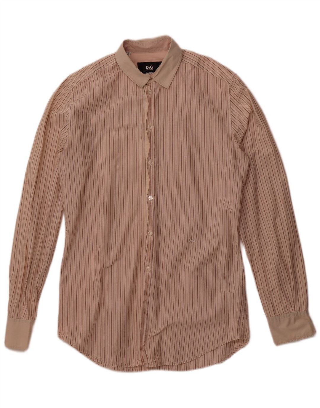 Dolce & Gabbana Herren George Hemd Größe 39 15 1/2 Mittelbeige gestreift