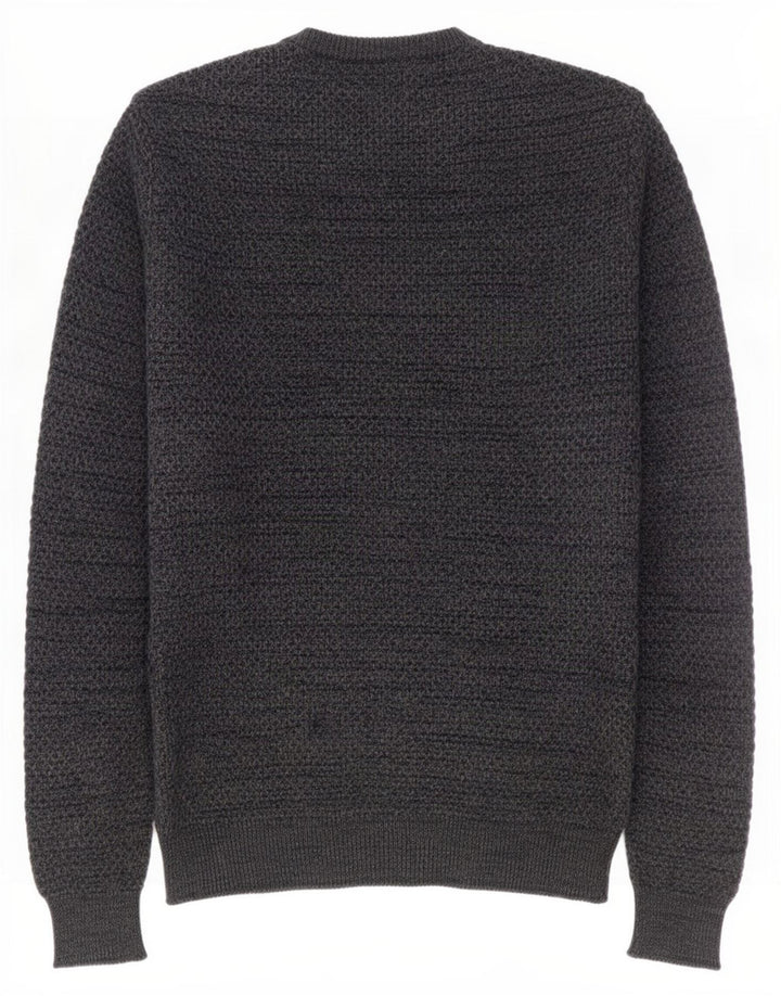 Marks & Spencer Herren-Pullover mit Rundhalsausschnitt, mittelgraue Baumwolle