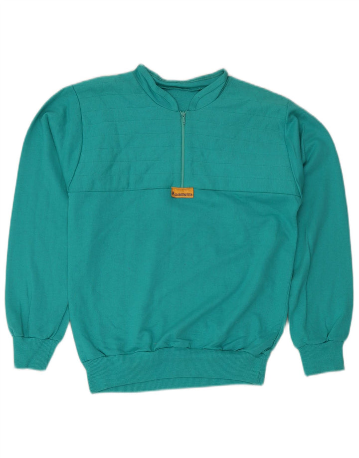 GLOBE TROTTER Damen-Sweatshirt mit Reißverschluss am Hals, UK 14, mittelblaue Baumwolle