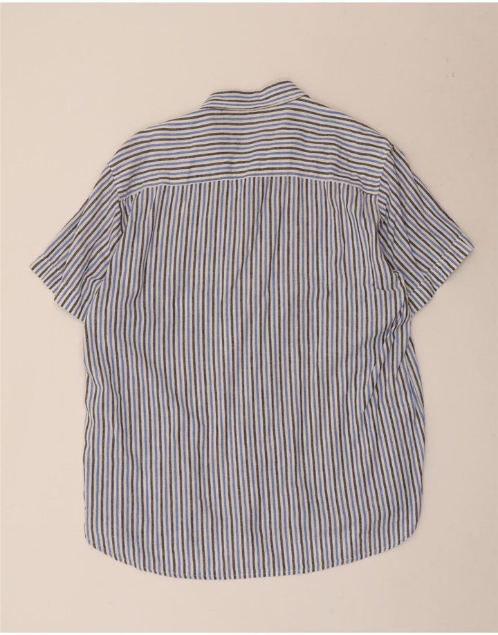 Slam Herren Kurzarmhemd 2XL blau gestreift aus Baumwolle