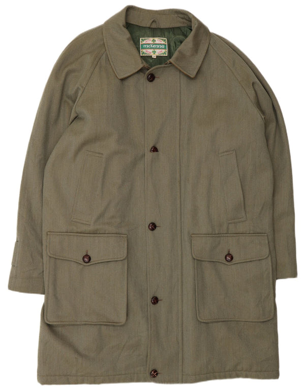 Vintage Herrenmantel EU 58 4XL Grüne Wolle