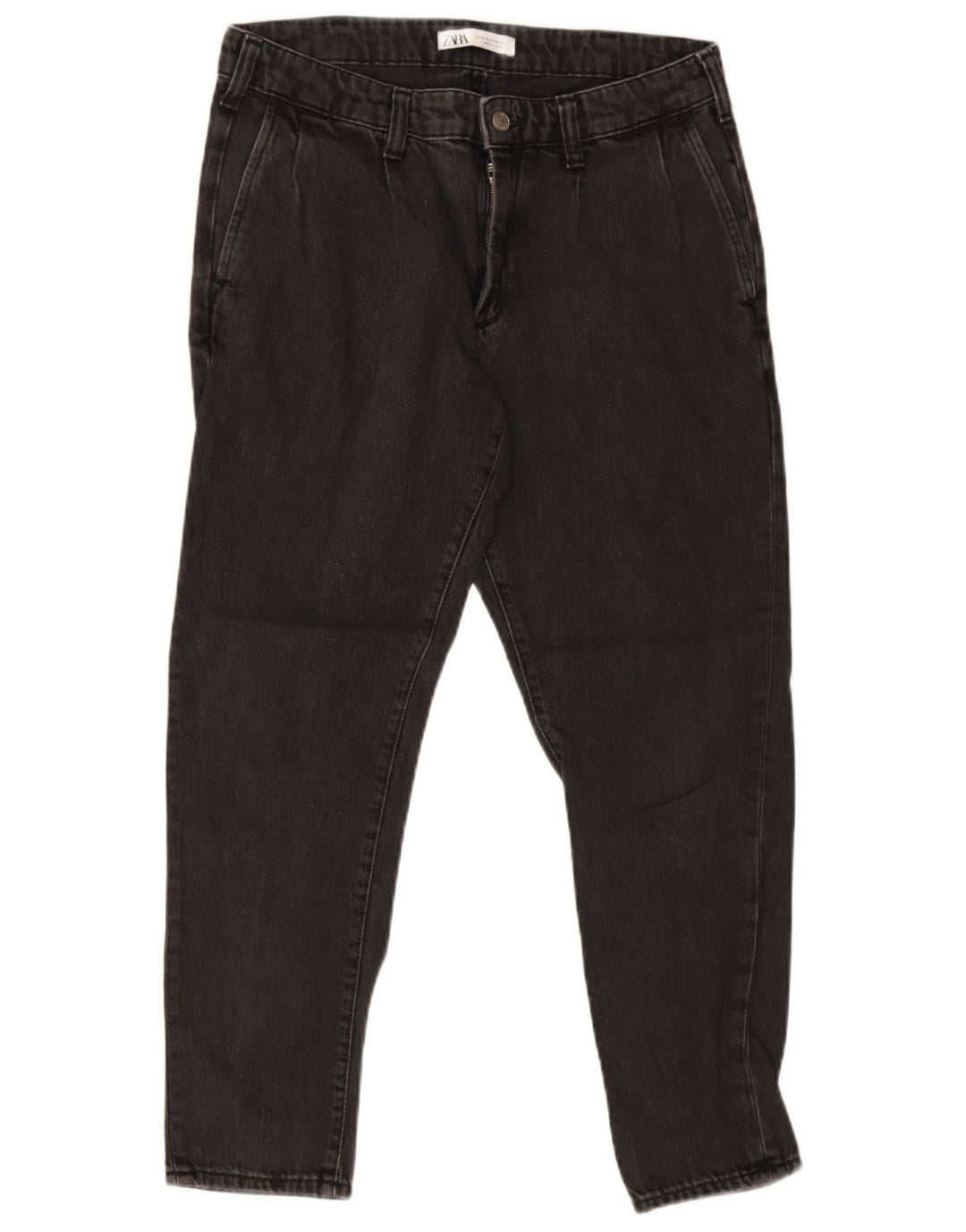 Zara Herren verkürzte Slim-Jeans, EU 40, mittelgroß, W31, L27, schwarze Baumwolle