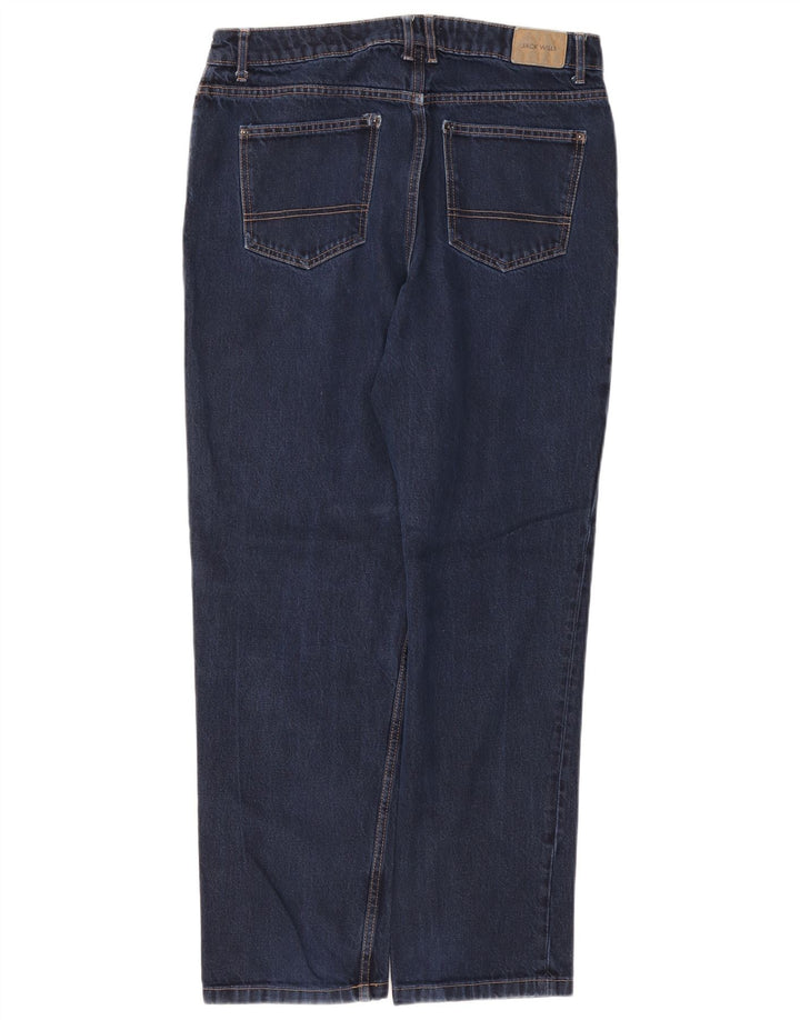 Jack Wills Herren Straight Jeans W34 L32 Marineblaue Baumwolle