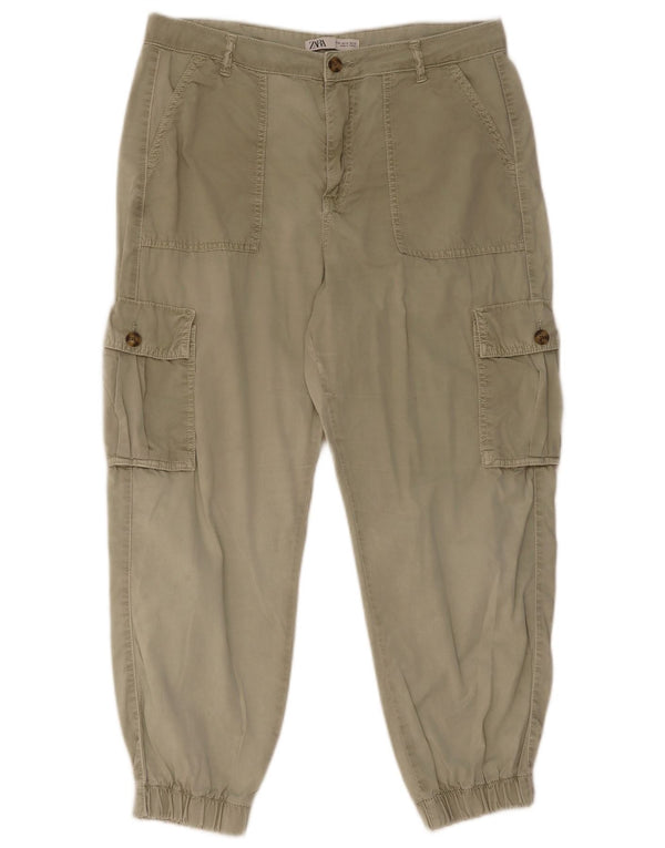 Zara Damen Joggers Cargohose EU 42 Large W32 L26 Khaki