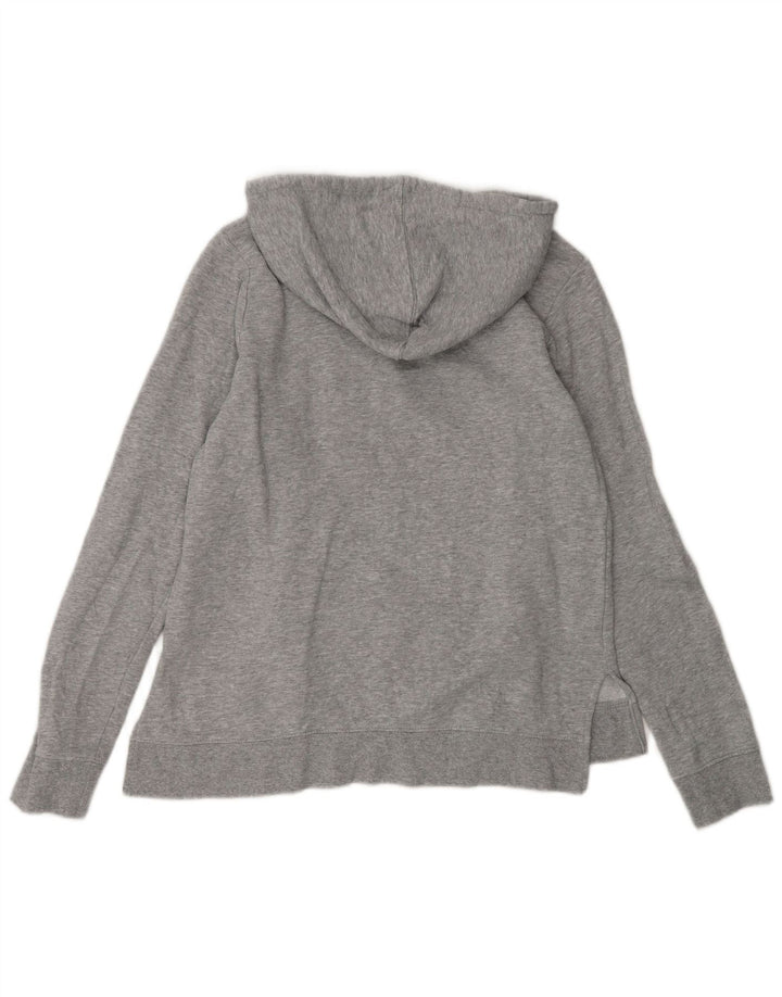 REEBOK Womens Graphic Hoodie Pullover UK 14 Mittelgrau gefleckte Baumwolle