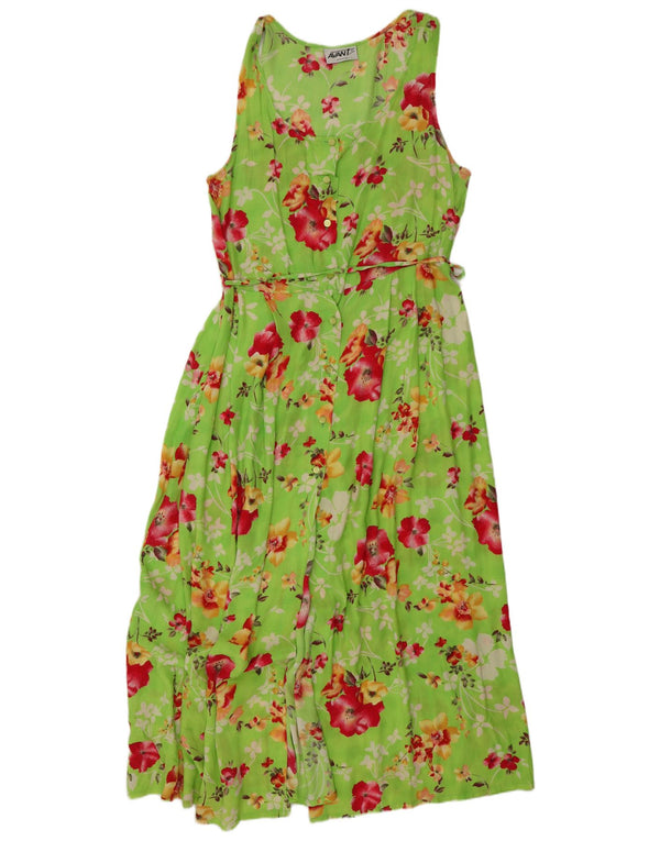 Avant Womens Sleeveless Maxi Dress UK 16 Large Green Floral Viscose