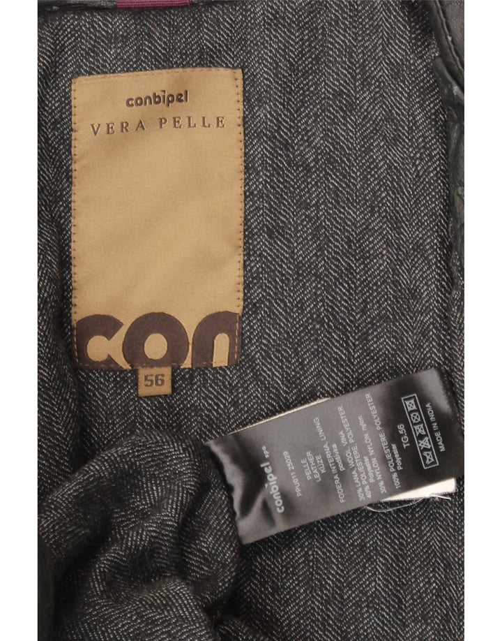Conbipel Herren Lederjacke IT 56 2XL Schwarzes Leder