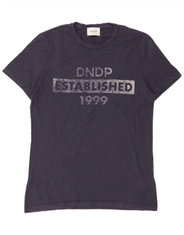 Dondup Herren-T-Shirt mit Grafik, mittlere marineblaue Baumwolle