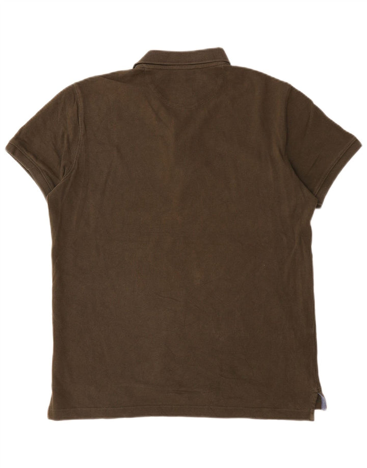 Massimo Dutti Herren-Poloshirt mit normaler Passform, mittlere Khaki-Baumwolle