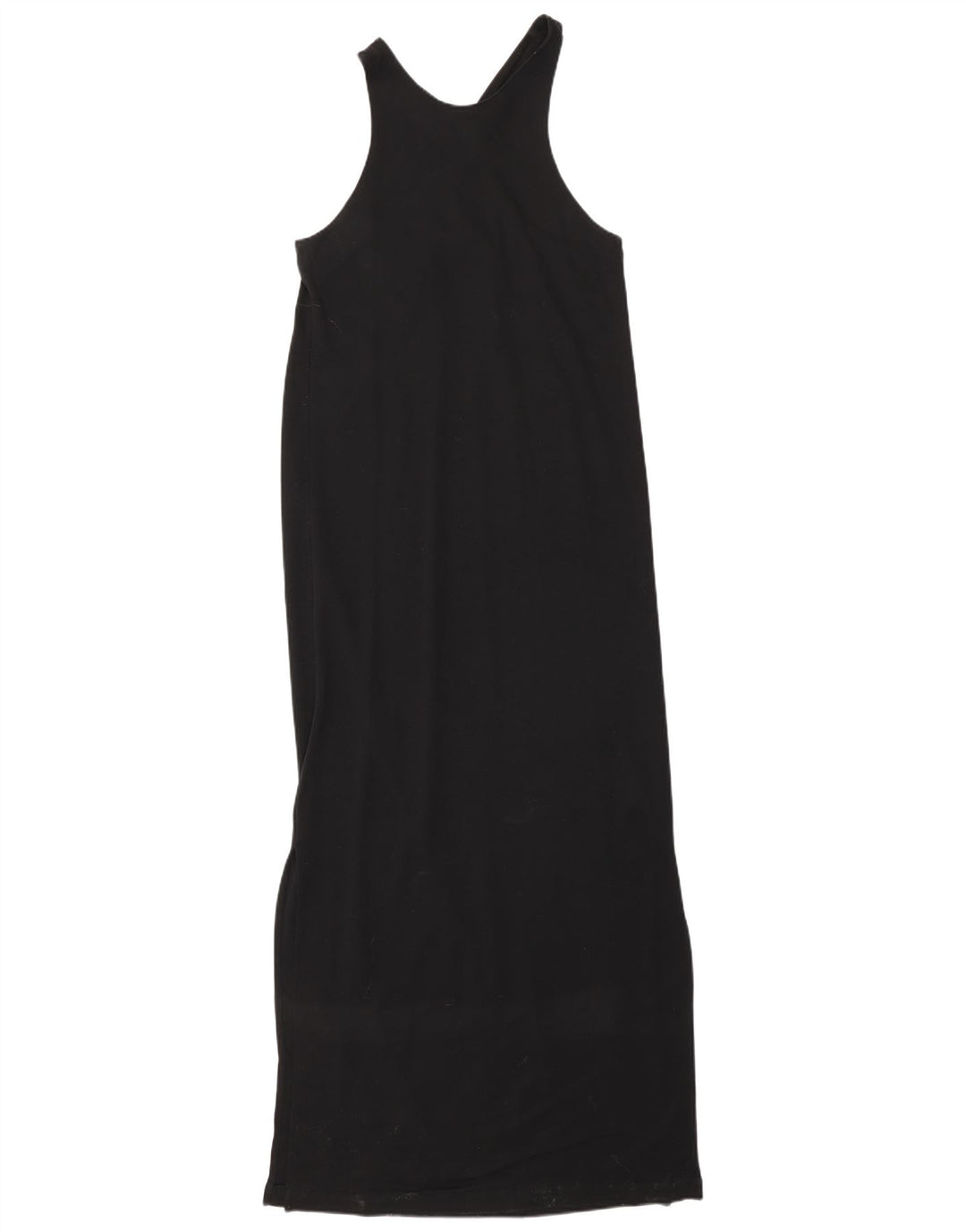 Massimo Dutti Damen Ärmelloses Maxikleid UK 10 Small Schwarz Lyocell