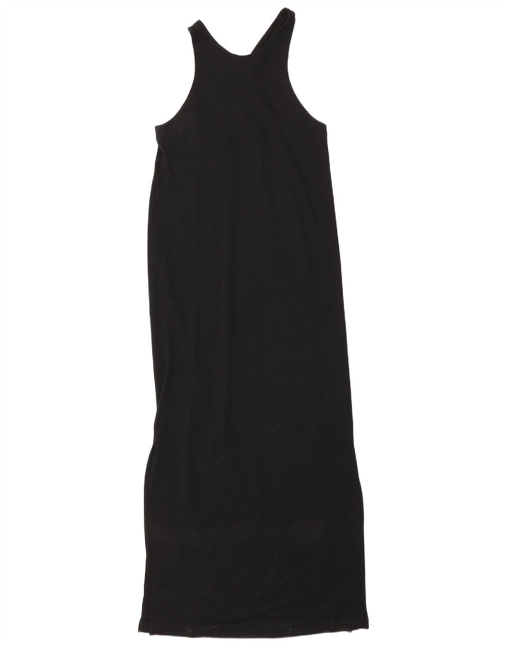 Massimo Dutti Damen Ärmelloses Maxikleid UK 10 Small Schwarz Lyocell