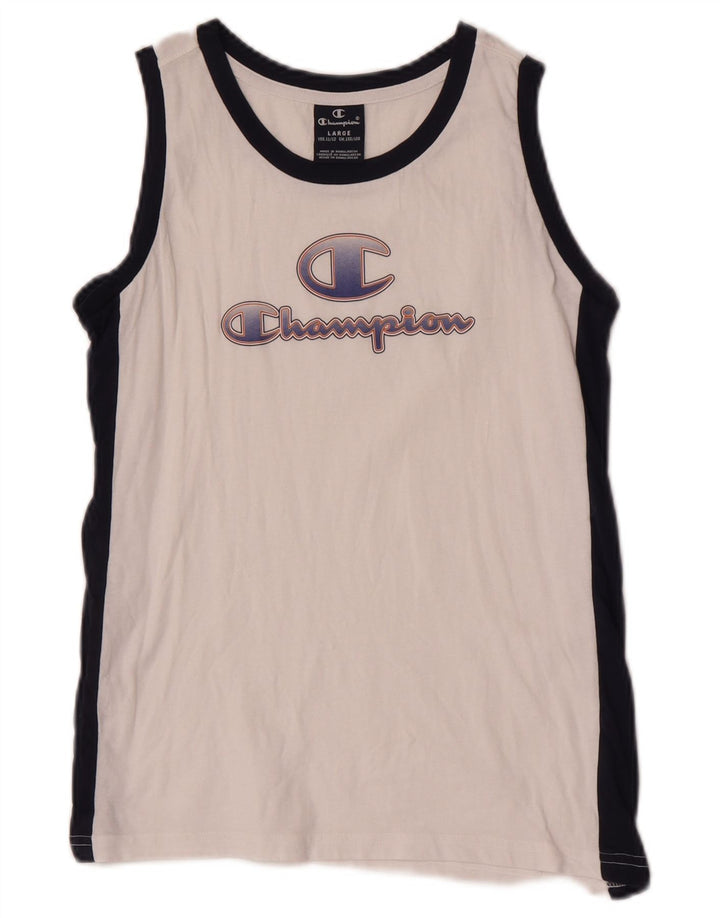 Champion Tanktop mit Grafik für Jungen, 11–12 Jahre, Größe L, Weiß, Farbblock