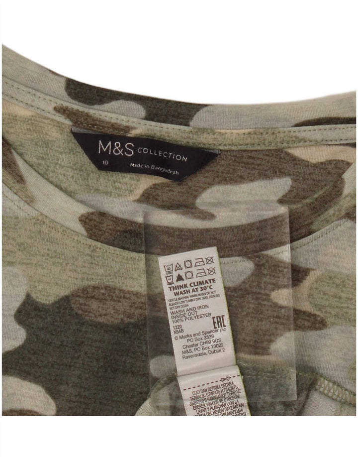 MARKS & SPENCER Damen Weste Top UK 10 Small Khaki Camouflage Polyester