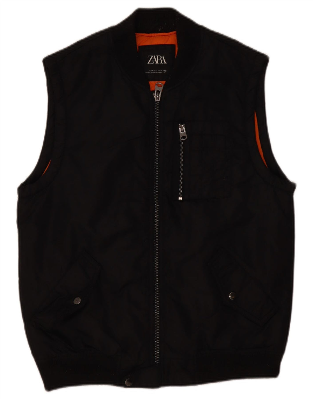 Zara Herren Utility Gilet UK 36 Small Schwarz Nylon