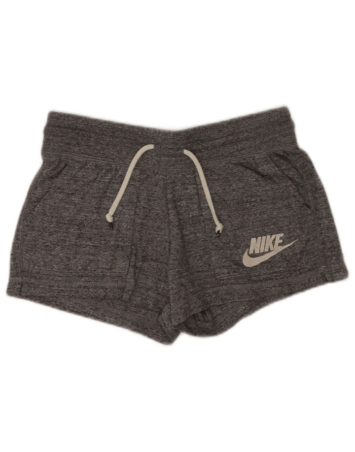 Nike Damen Sportshorts UK 8 Small Grau gefleckte Baumwolle