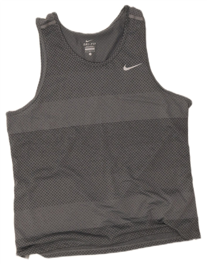 Nike Herren-Dri-Fit-Weste, großes, grau gestreiftes Polyester