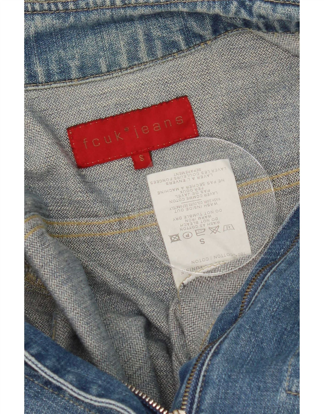 Fcuk Damen Jeansjacke UK 10 Small Blaue Baumwolle
