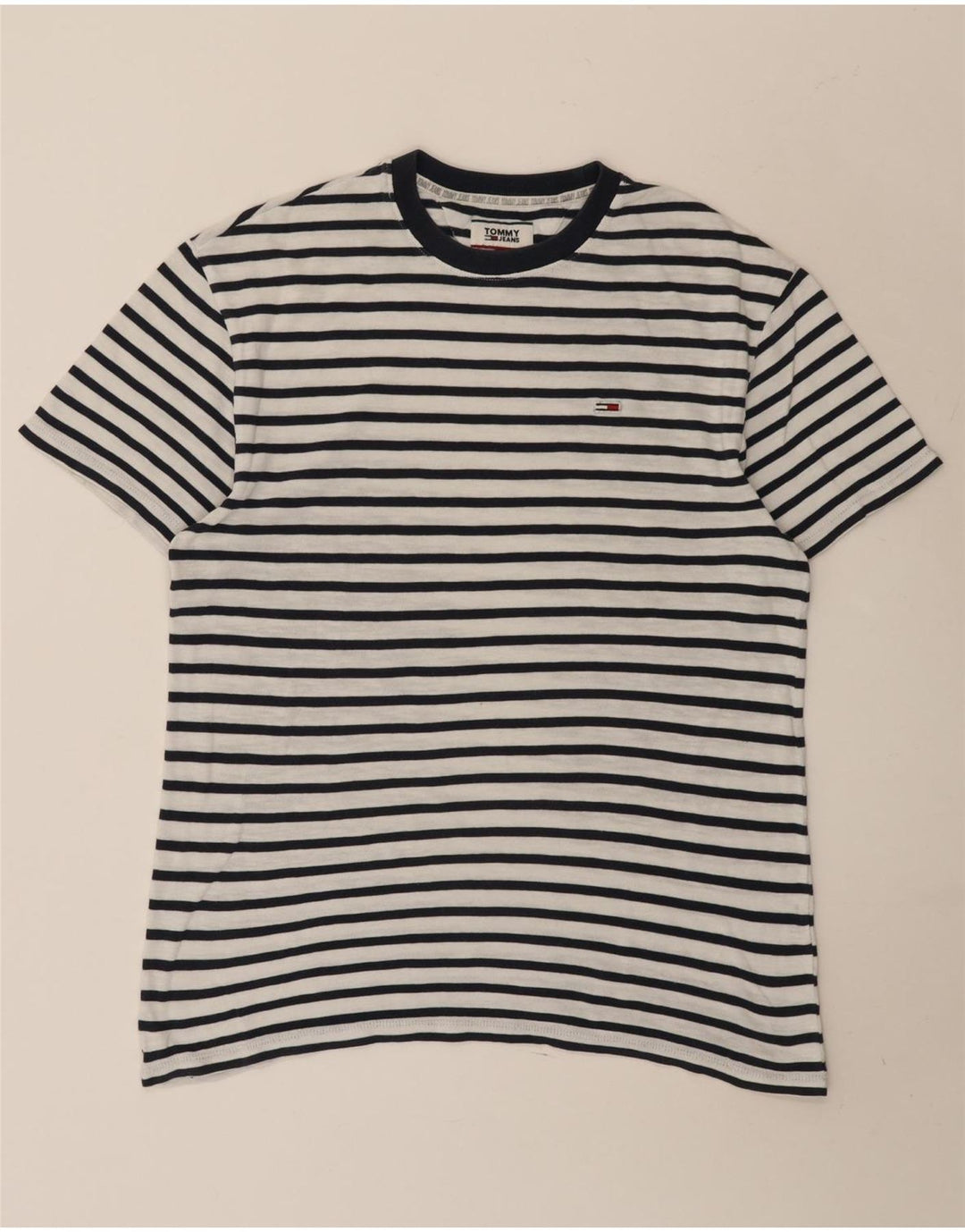 Tommy Hilfiger Herren T-Shirt Top Mittelweiß gestreift