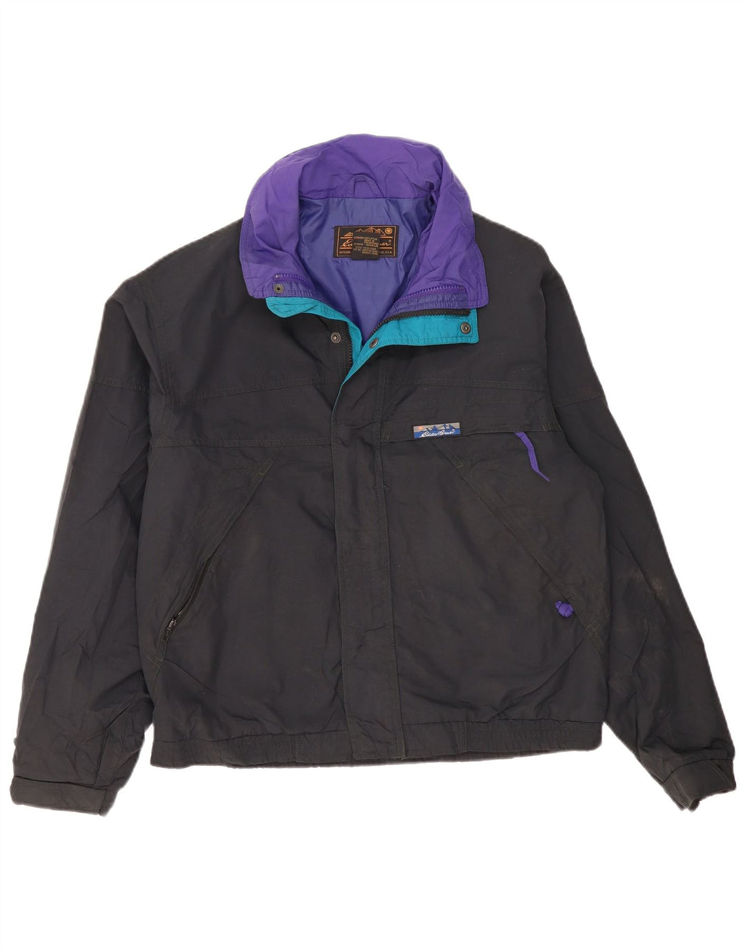 Eddie Bauer Herren Windjacke UK 36 Small Schwarz Nylon