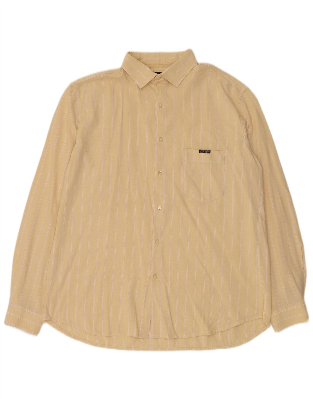 Wrangler Herrenhemd, Größe 16, groß, gelber Nadelstreifen