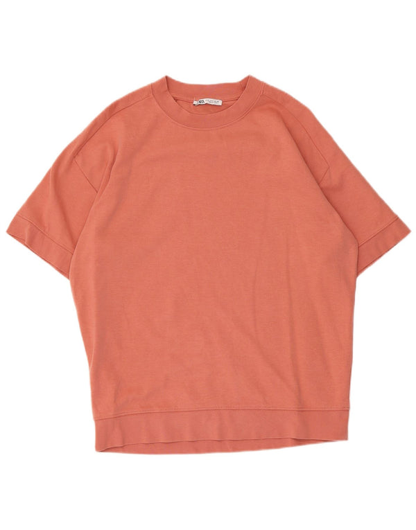 Zara Damen-Sweatshirt mit kurzen Ärmeln, übergroß, Gr. 10, Größe S, Rosa