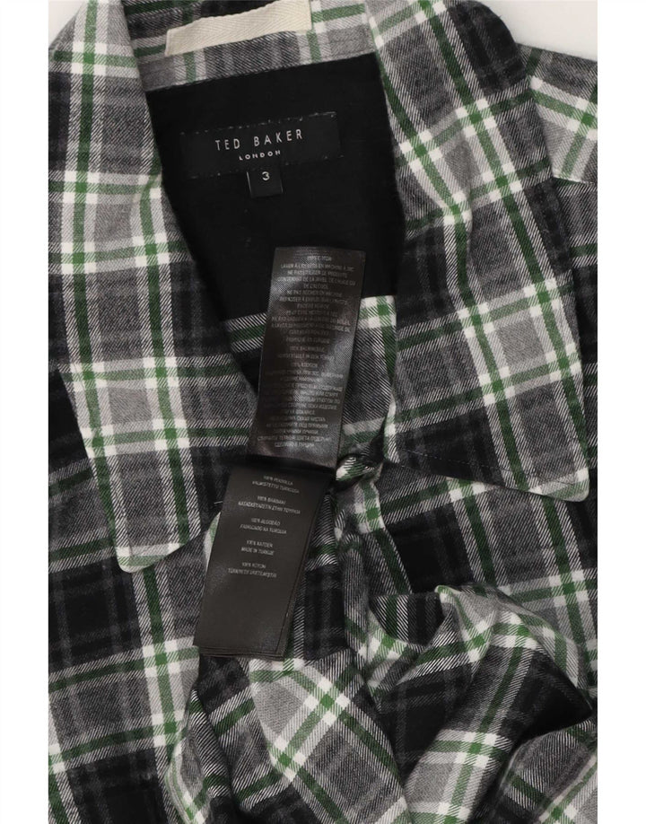 Ted Baker Herren-Flanellhemd, Größe 3, mittelgrün, kariert, Baumwolle