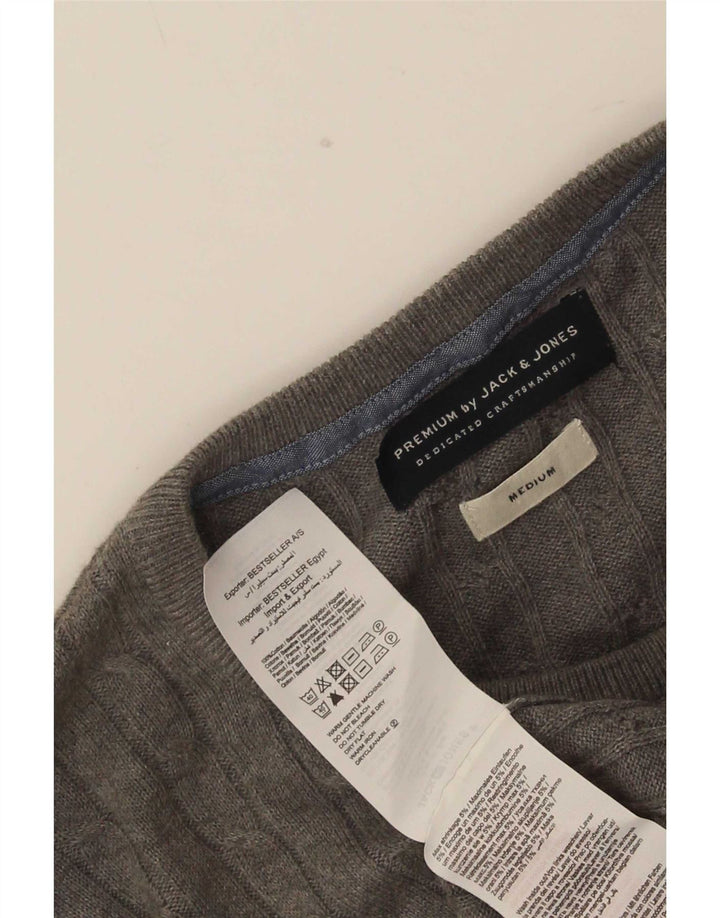 Jack & Jones Herren-Pullover mit Rundhalsausschnitt, mittelgraue Baumwolle