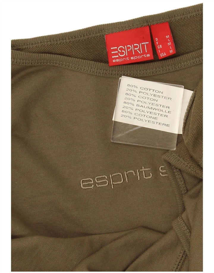 Esprit Damen Crop Graphic Top Langarm UK 14 Mittelgrüne Baumwolle