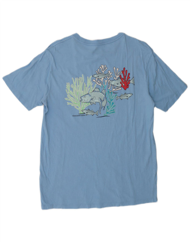 Vineyard Vines Herren-T-Shirt mit Grafik, klein, blau, Fisch aus Baumwolle