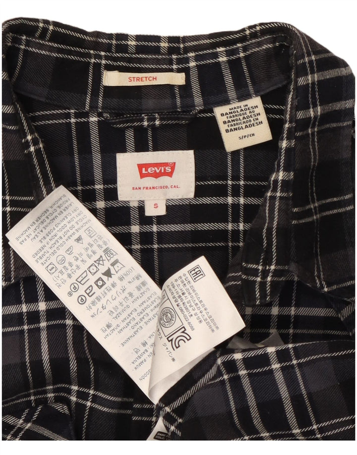 LEVI'S Herren-Stretch-Flanellhemd, klein, schwarz, kariert, Baumwolle