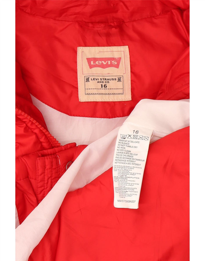 Levi's wattierte Mädchenjacke mit Kapuze, 15–16 Jahre, rotes Polyester