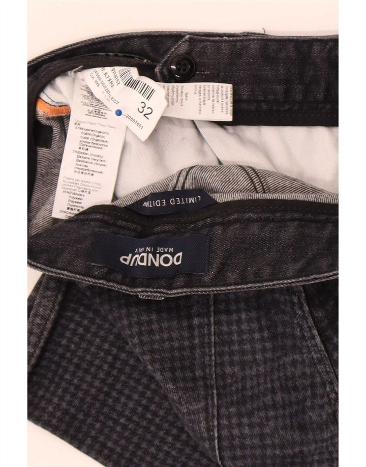 Dondup Herren Slim Jeans W32 L30 Graue Hahnentritt-Baumwolle