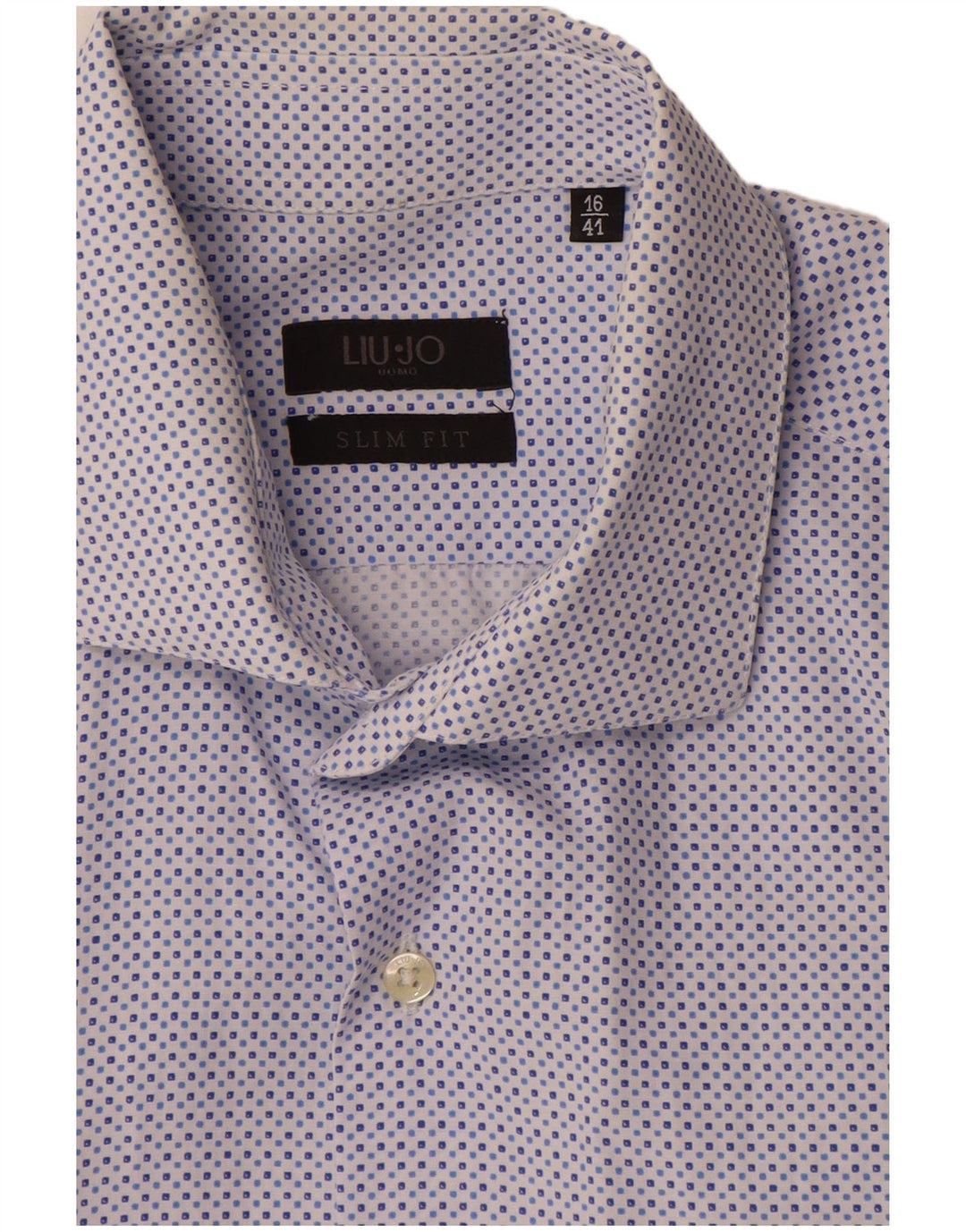 Liu Jo Slim-Fit-Hemd für Herren, Größe 16 41, groß, blau, geometrisch