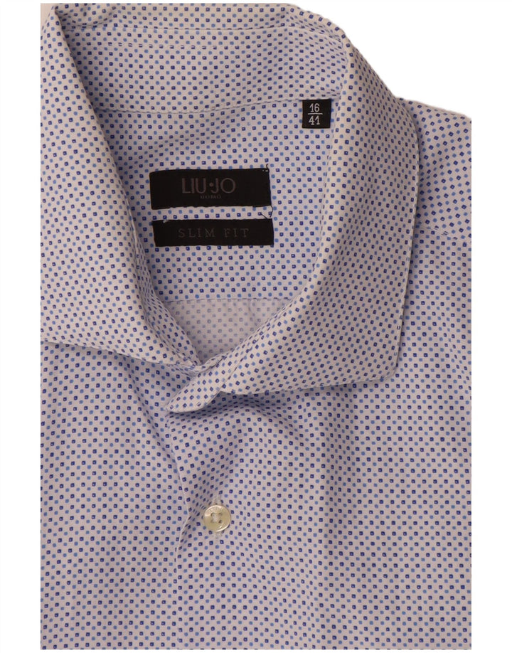 Liu Jo Slim-Fit-Hemd für Herren, Größe 16 41, groß, blau, geometrisch