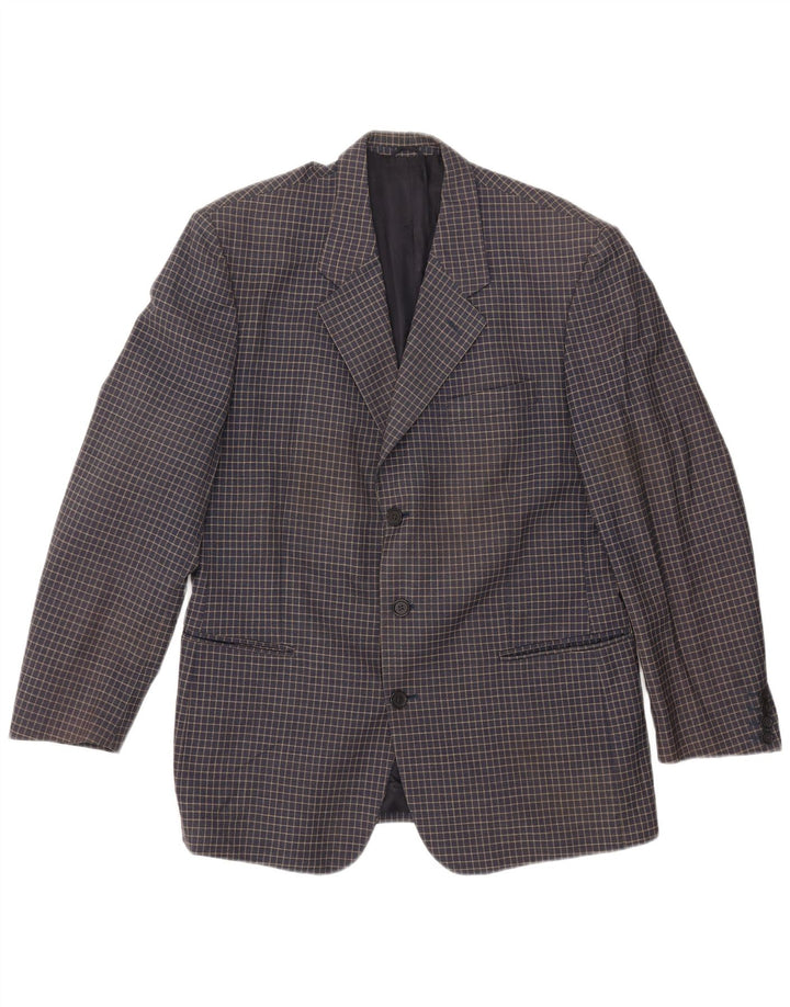 Renato Balestra Herren-Blazer mit 3 Knöpfen, UK 38, mittelblau kariert