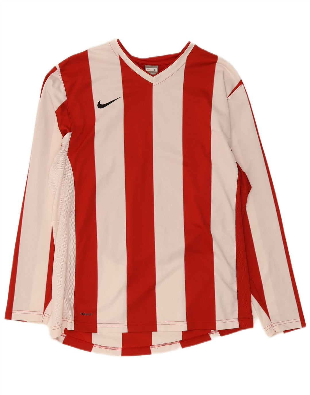 Nike Herren Top Langarm UK 42/44 Großes rot gestreiftes Polyester