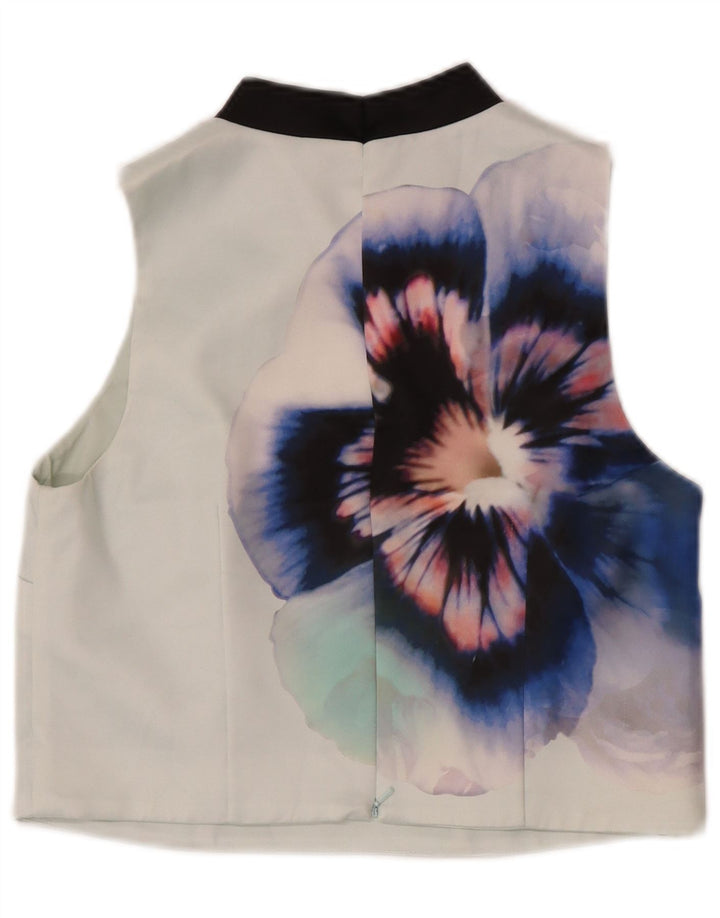 Kurzes, ärmelloses Blusenoberteil für Damen von Coast, UK 12, mittelgrünes, geblümtes Polyester